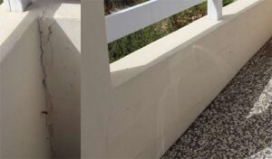 Muret : présence de fissures verticales et horizontale